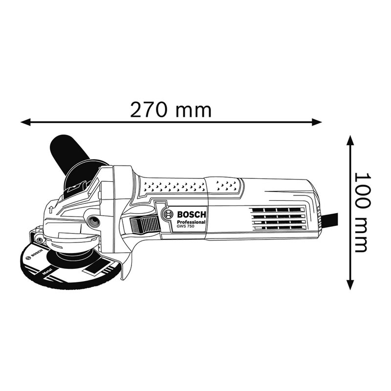 Bosch - Ugaona brusilica 115 mm GWS 750-115 Professional - 0601394000